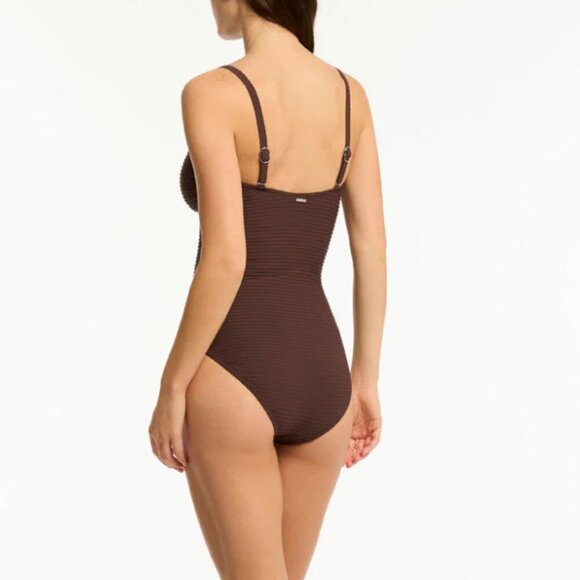 NWT Sea Level Australia Spinnaker U Bar Bandeau One Piece in Cocoa Size 8 - Picture 3 of 5